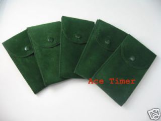 Pack of 5 Green Velvet Watch Pouch w/ Divider Fits Rolex and Others 