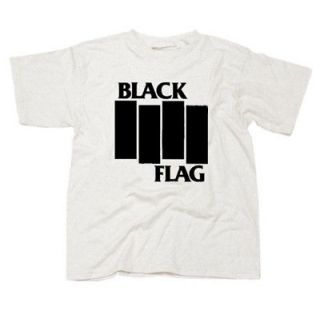black flag bars logo old school punk t shirt white