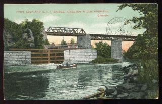a1959x   KINGSTON Ontario First Lock and GTR Railroad Bridge 1908 