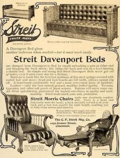 1905 Vintage Ad C. F. Streit Davenport Sofa Bed Morris Chair Mattress 