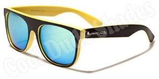   Optics Wayfarer Sunglasses Yellow & Black w/Gray Mirror Lens Free Bag