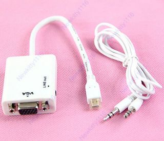   HDMI To VGA Female Audio Output Converter Projector Adapter Cable Whit