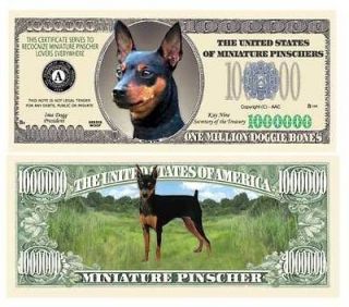 Miniature Pinscher Puppy Dog Novelty One Million Dollar Bill