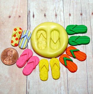 FLIP FLOPS Flexible Silicone Push MOLD use with Polymer Clay Resin 