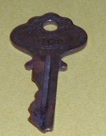 Vintage Independent Lock Company, Fitchberg, Mass. Key marked 1054K
