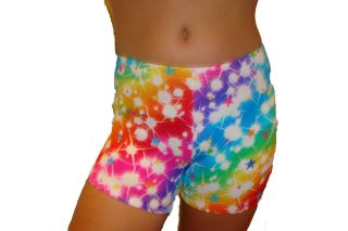 Spandex volleyball/cheer/gymnastic/dance white colorful star print