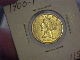 1900 P $5. FIVE DOLLAR Gold LIBERTY HEAD ~ HALF EAGLE US Coin