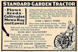 1928 Ad Standard Engine Company Garden Tractor Plow   ORIGINAL 