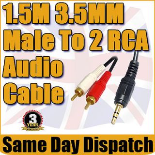   Male Headphone Jack to 2x RCA Twin Phono Auxiliary Input Cable  DVD