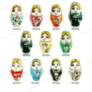 10pc free ship porcelain russian doll beads 22mm choose more