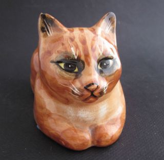 Vtg Ceramic Art Pottery Cat Kitten Mann 1978 Made in Japan Brown 