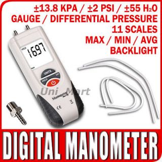 Digital Air Pressure Meter Manometer Gauge and Differential Pressure 