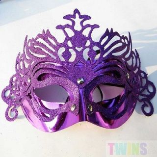 Purple Crown Mardi Gras Masquerade Costume Venetian Ball Party Mask 