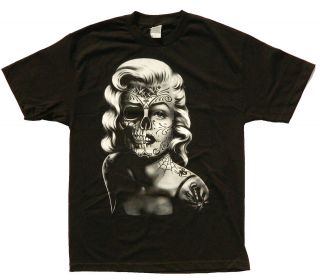 Marilyn Monroe T shirt Tattoo Sugar Skull Grafitti Adult S 3XL
