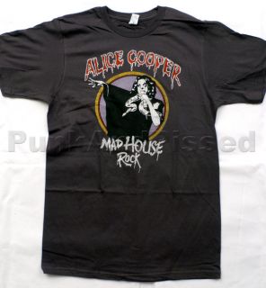 Alice Cooper   Mad House Rock   charcoal soft t shirt   Official 
