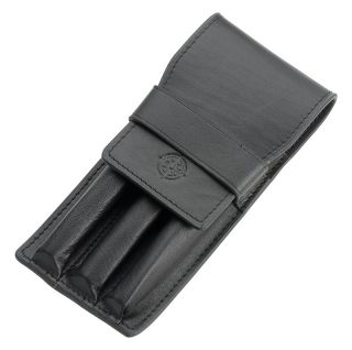 rosetta leather triple slot pen case black 