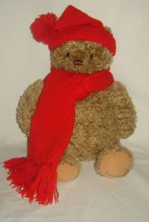 Hallmark Cards 14 Plush Brown Bear MARY with Red Scarf and Hat