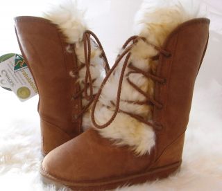 ugg fluffy lace fashion boots chestnut made in australia