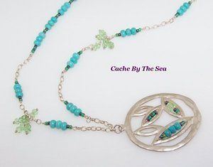   Silpada Silver Howlite Turquoise Seed Bead Pendant Necklace N2193 Box