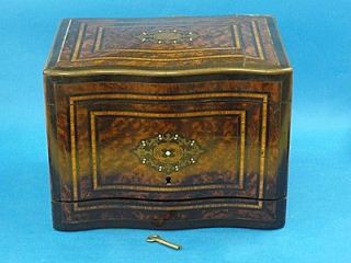 ANTIQUE VICTORIAN ENGLISH BURLED WALNUT with INTRICATE INLAY WORK 