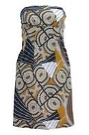 Emily and Fin 50s Vintage Style  African Print Jade Strapless Dress 