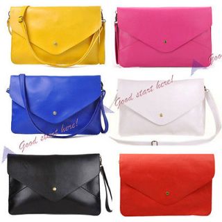 New Women Oversized Envelope Purse Clutch PU Leather Hand Shoulder Bag 