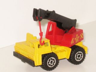 Matchbox 1984 Mobile Crane Truck Yellow & Red Motorway Sign Livery 