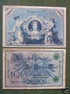 reichsbanknote 100 mark 1908  20 00 or