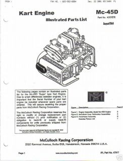 mcculloch kart engine mc 45d parts manual 