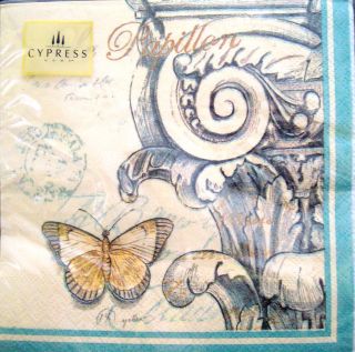cYPRESS hOME Corinthian Butterfly Luncheon Paper Napkins Set of 20