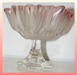   GENUINE GERMAN WALTHERGLAS PINK SHADED TULIP COMPOTE BOWL NEW