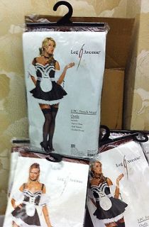 Most Popular French Maid Costume Puff Sleeves Dress Apron Feather 