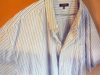 Mens button down shirt blue & white stripe 5XL XXXXXL Denver Hayes NO 