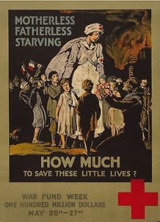 WWI NURSE POSTER RED CROSS VINTAGE WAR WEEK SAVING CHILDREN CRISP 