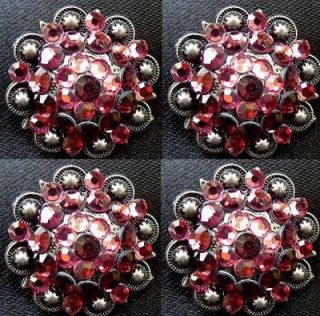 PINK BERRY CRYSTALS RHINESTONES BLING CONCHOS SADDLE HEADSTALL HORSE 