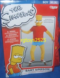 The Simpsons Deluxe BART SIMPSON Costume Size 8 Med New Medium M 7 8