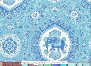 Moda Lily Ashbury Fabric ~ Tradewinds 453 12 Macaw Blue Elephant 