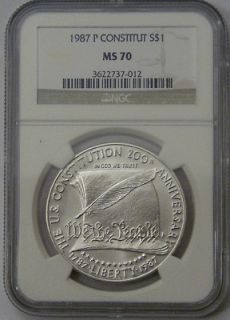 Newly listed 1987 P NGC MS70 CONSTITUTION SILVER DOLLAR COIN