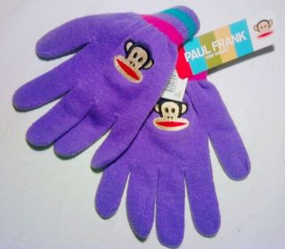 NWT PAUL FRANK Julius Monkey Girls Purple magic Knit Gloves One Size 
