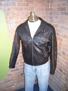 Vtg 60s Cafe Racer Motorcycle Leather Jacket American Male Padded 