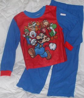 NEW Sz 6 7 Super Mario Brothers Pajamas Shirt Pants Boys Yoshi Red 