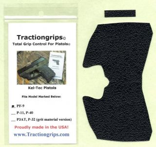 Tractiongrips brand grips for Kel Tec PF 9 pistols / PF9 rubber pistol 