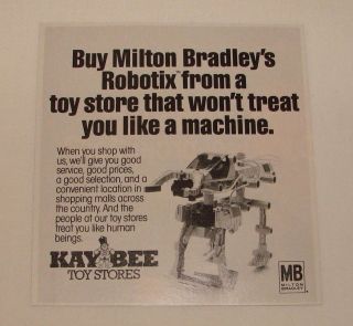 1984 kay bee toy stores ad robotix milton bradley time