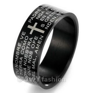   12 Men Black Stainless Steel Cross Bible Ring Wedding Band RLLLP11 118