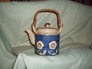 otagiri stoneware floral teapot w bamboo handle  