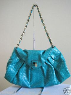 new super soft zagliani python envelope bag handbag teal