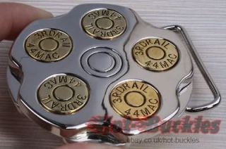   Mens Womens Gun Revoler Spinner Bullet Barrel Metal Belt Buckle R04T
