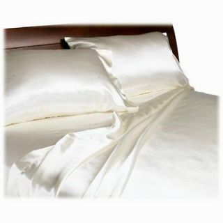 LUXURY SOFT TWIN IVORY WHITE SILK~Y CHARMEUSE SATIN BED SHEETS 
