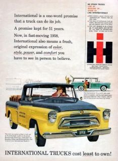 1958 International Harvester 100 Pickup Truck Original Color Ad