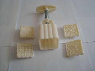 moon cake mold mould 50g flowers square 4 stamps #